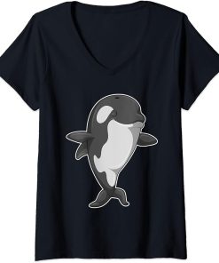 Womens Orca Yoga Fitness Sports V-Neck T-Shirt