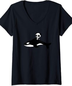 Womens Orca Killer Whale Panda Bear Baby Gift V-Neck T-Shirt