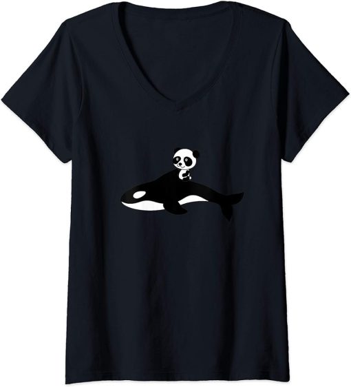 Womens Orca Killer Whale Panda Bear Baby Gift V-Neck T-Shirt