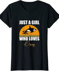 Womens Vintage Retro Design Of Just A Girl Who Loves Orca Graphic T-Shirt