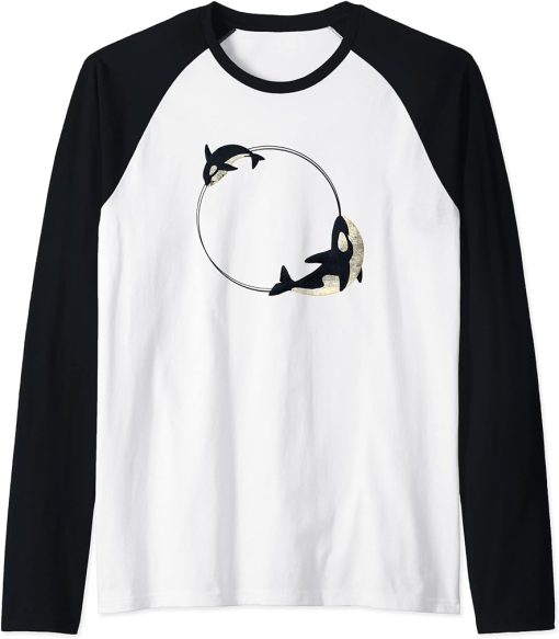 Cool Sea Animal Whale Orca Men Women Loves Orcas Raglan Baseball Tee