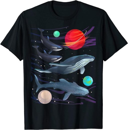 Types of Whales Galaxy Space Humpback Orca Marine Biologist T-Shirt