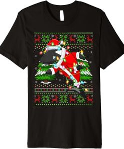 Orca Lover Xmas Lights Ugly Santa Orca Christmas Premium T-Shirt