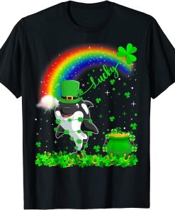 Irish Shamrock Rainbow Lucky Orca St. Patrick"s Day T-Shirt