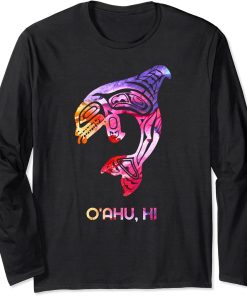 Tribal O"ahu Orca Killer Whale Indigenous Native Long Sleeve T-Shirt