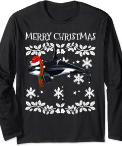 Merry Christmas Ornament Orca Killer Whale Ugly Xmas Long Sleeve T-Shirt