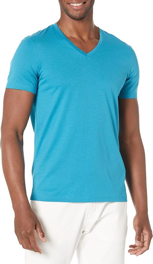 Men"s Solid Colored Basic Pima V-Neck T-Shirt